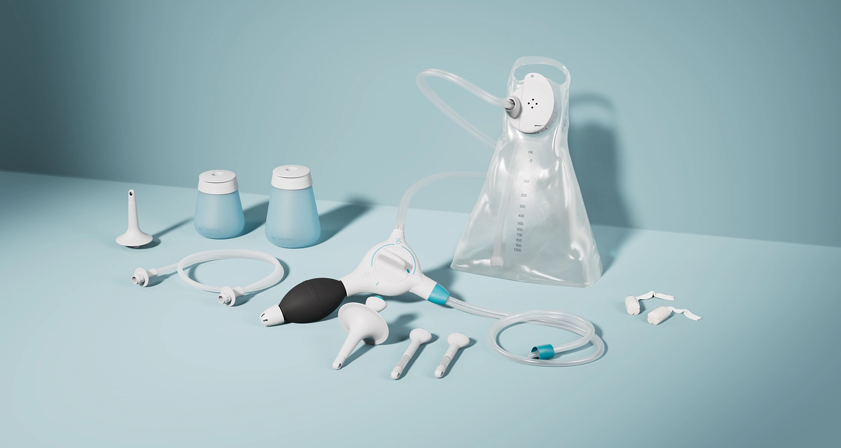 Bild des Peristeen-Produktsortiments. Peristeen Plus, Peristeen Light und Peristeen Analtampon 